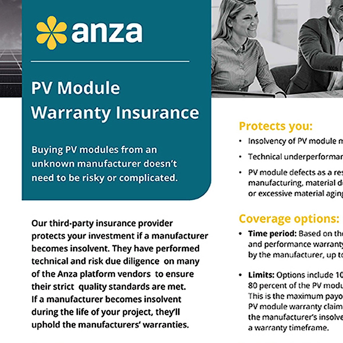 Anza Adds PV Module Warranty Insurance